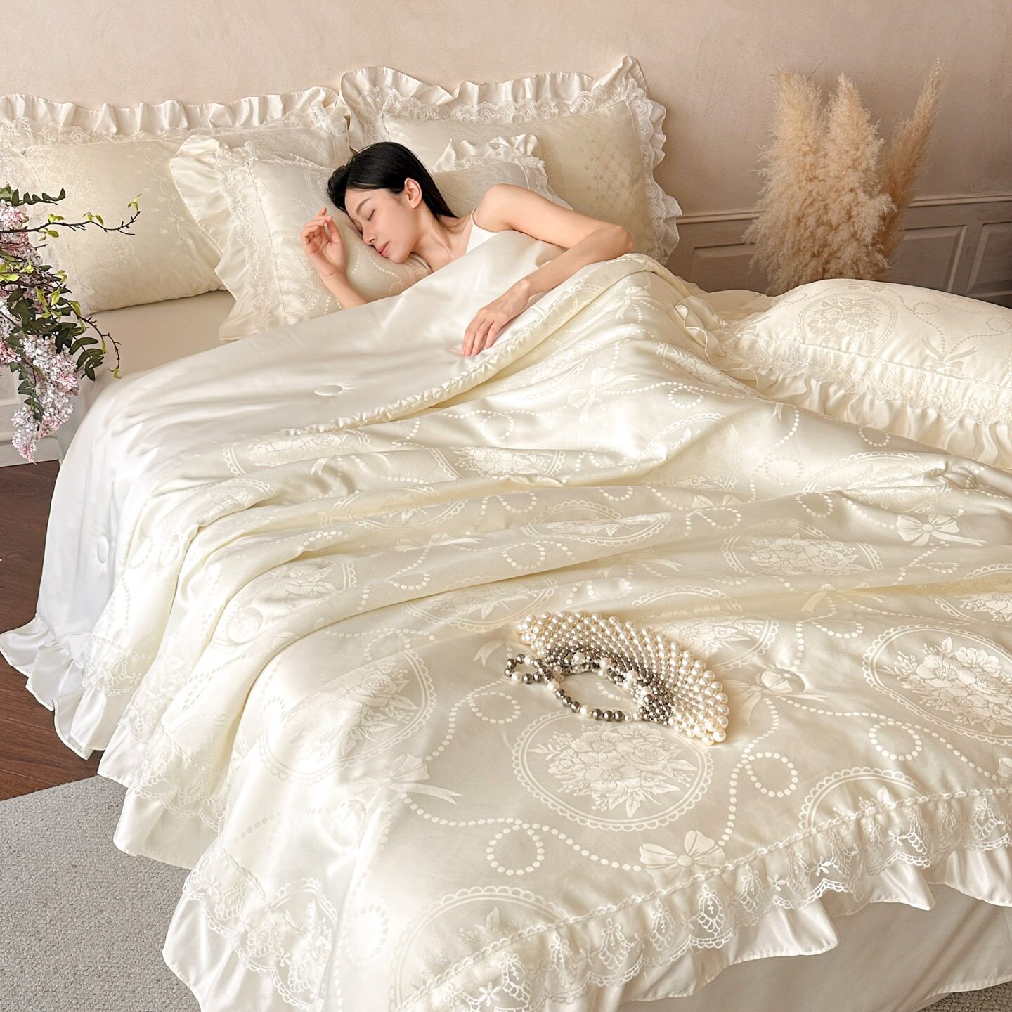 2026春夏新款水洗真丝冰丝夏被四件套夏凉被空调被可机洗双人薄被