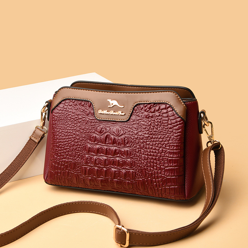 时尚洋气女士大容量鳄鱼纹斜挎包