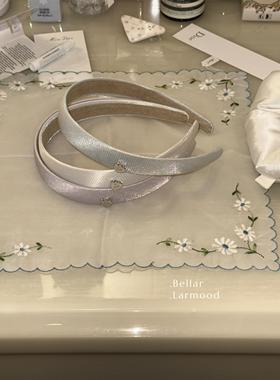 Bellar /larmood Baby 粉蓝白 缎面光泽感手工覆古少女爱心发箍