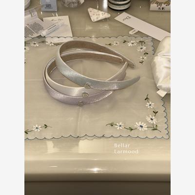 Bellar /larmood Baby 粉蓝白 缎面光泽感手工覆古少女爱心发箍