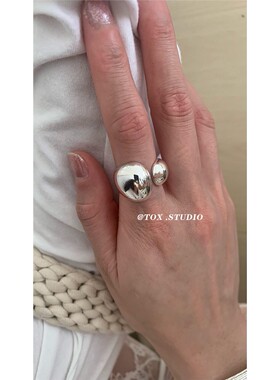 TOX ACC重工金属银不规则开口亮面高质感亮面戒指女小众简约戒指