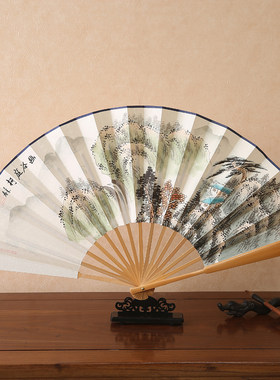 男士10寸手绘礼品日用折扇中国风