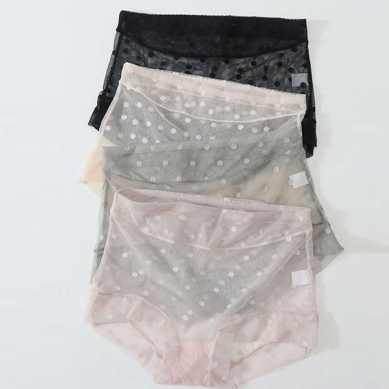 高腰蕾丝夏季性感波点纯棉底裆