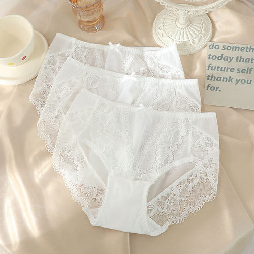 夏季中腰性感蕾丝内裤女纯棉透气