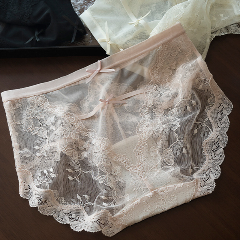 性感纯欲浪漫蝴蝶结蕾丝内裤女
