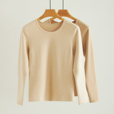 圆领保暖女士290g加厚健康天然彩棉原色纯棉秋衣秋裤打底百搭套装