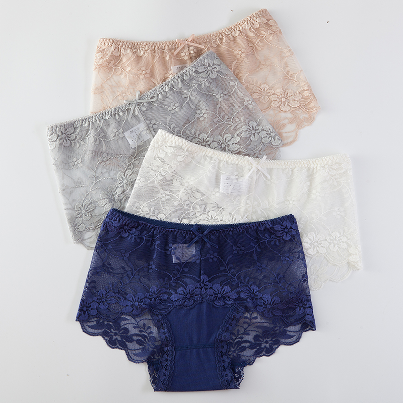 全棉裆网纱包臀收腰薄款三角裤