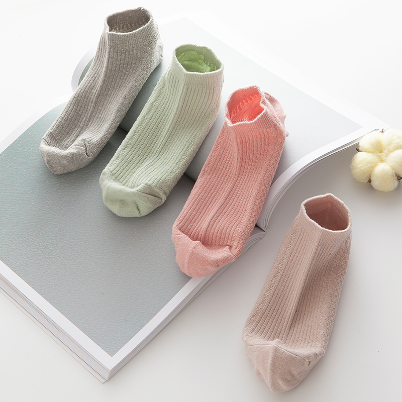 马卡龙浅口条纹棉质短隐形短袜子