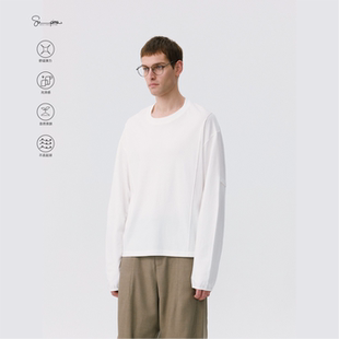 长袖 叠叠乐 匹马棉假两件解构凉感短宽纯色打底T恤男 LAB OCTOBEE