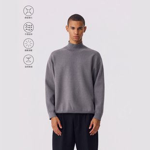 OCTOBEE LAB秋冬针织衫保暖基础纯色简约休闲百搭通勤半高领毛衣