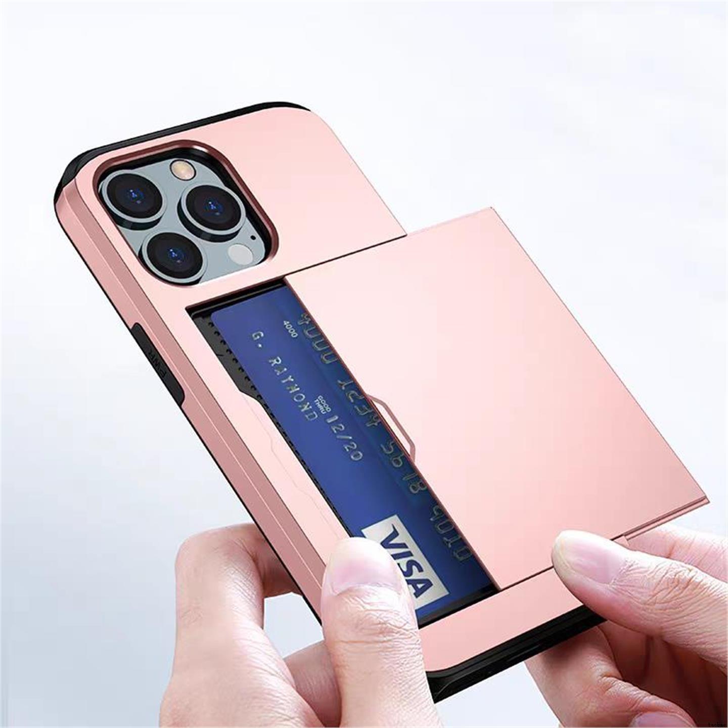 适用于iphone 11 12 13 14 15 16 pro max case滑盖插卡samsung s22+ s2fe plus s24 ultra card hold保护套