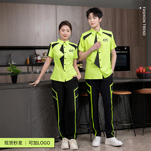 夏季酒吧夜场KTV量贩partyk男女服务员工作服短袖衬衣潮流工装套