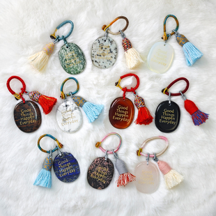 好事发生天然水晶掌心石钥匙扣正能量解压石手工车挂包挂天然礼物