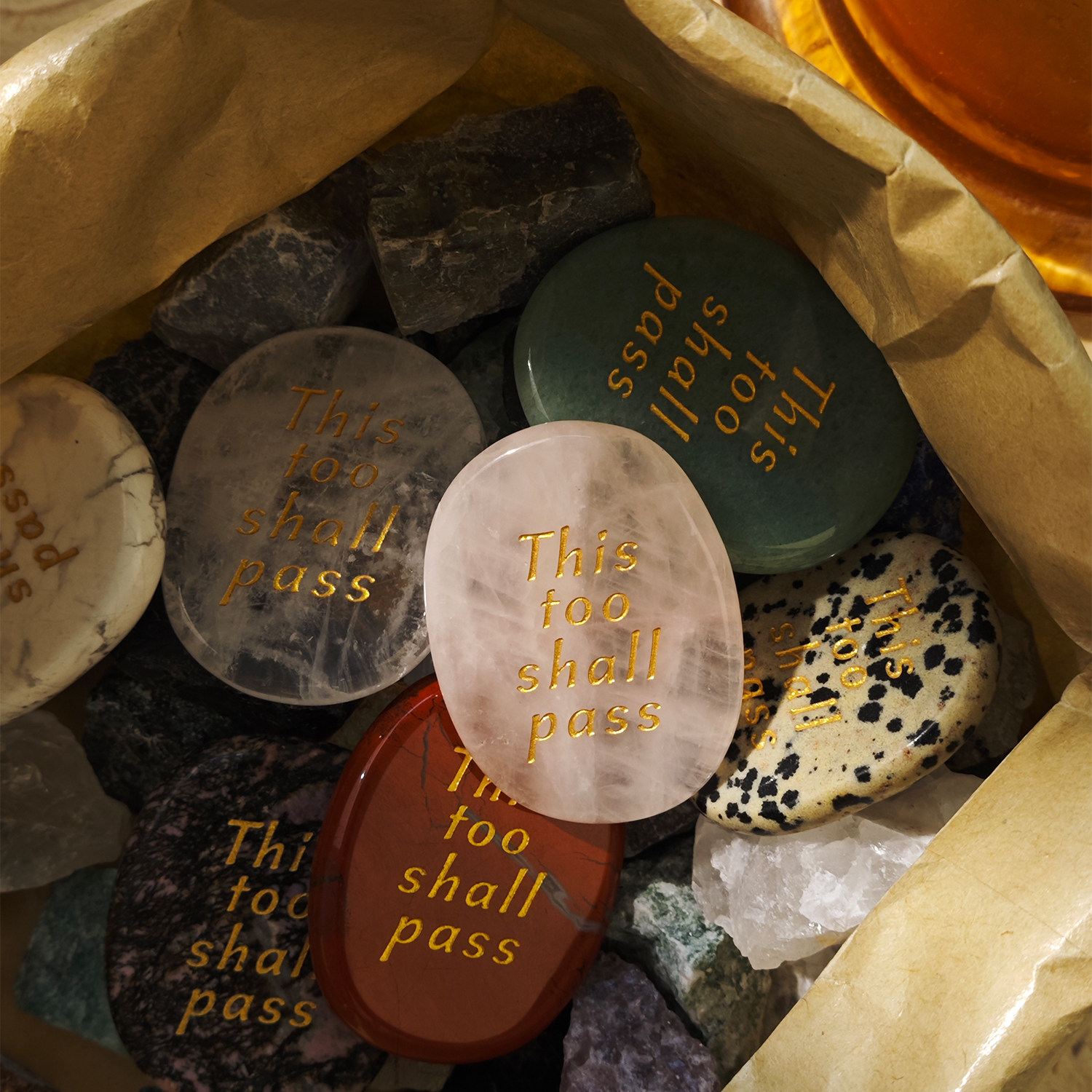 This too shall pass 天然水晶掌心石冥想水晶钥匙扣正念新年礼物,饰品/流行首饰/时尚饰品新,奇石,淘宝优惠券,粉丝福利购,淘宝优惠卷