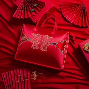 四件套陪嫁收纳袋婚庆结婚手提喜被包装袋红色棉被手提袋打包袋子