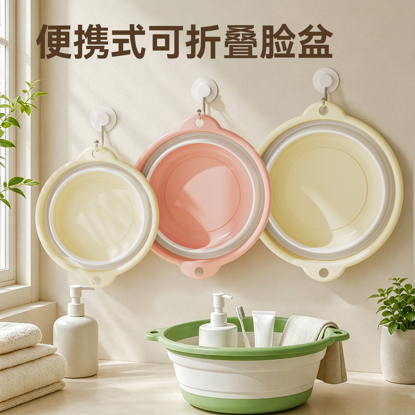 折叠盆洗脸家用便携式旅行学生宿舍加厚PP塑料可伸缩收纳洗衣盆