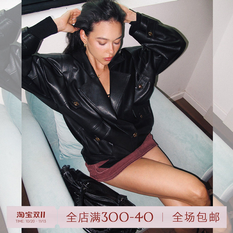 ITSNIKAR 港风复古皮衣外套女秋冬美式高级感机车服PU皮夹克上衣