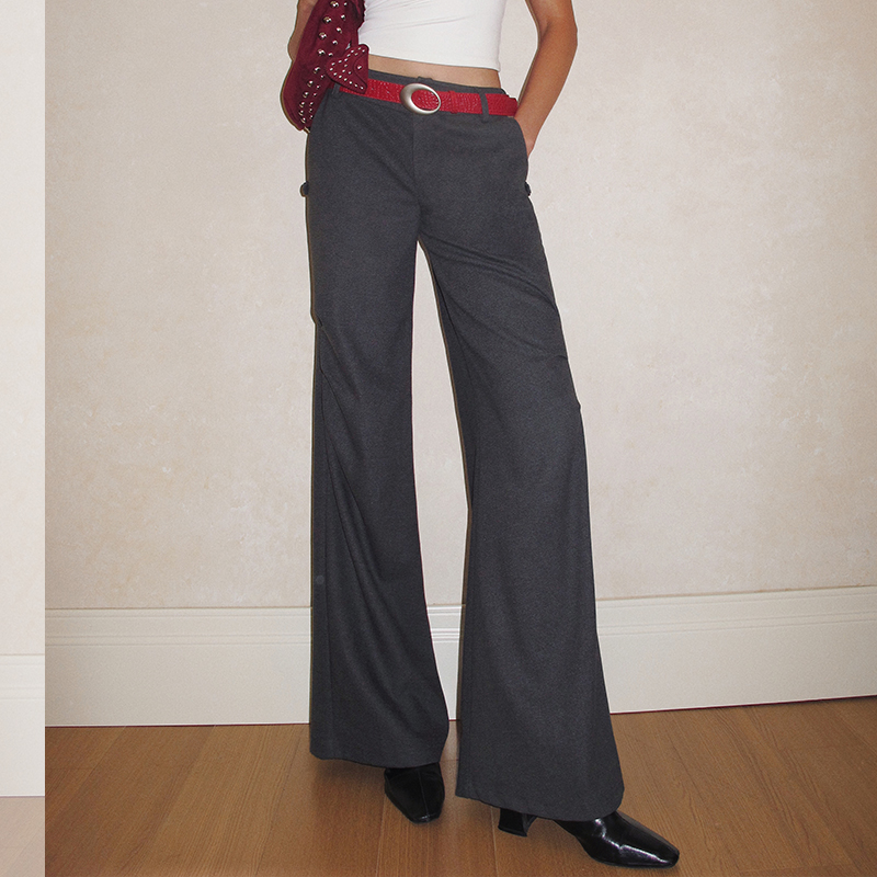 ITSNIKAR 复古百搭垂感休闲裤女春立体显瘦直筒裤宽松修身长裤子