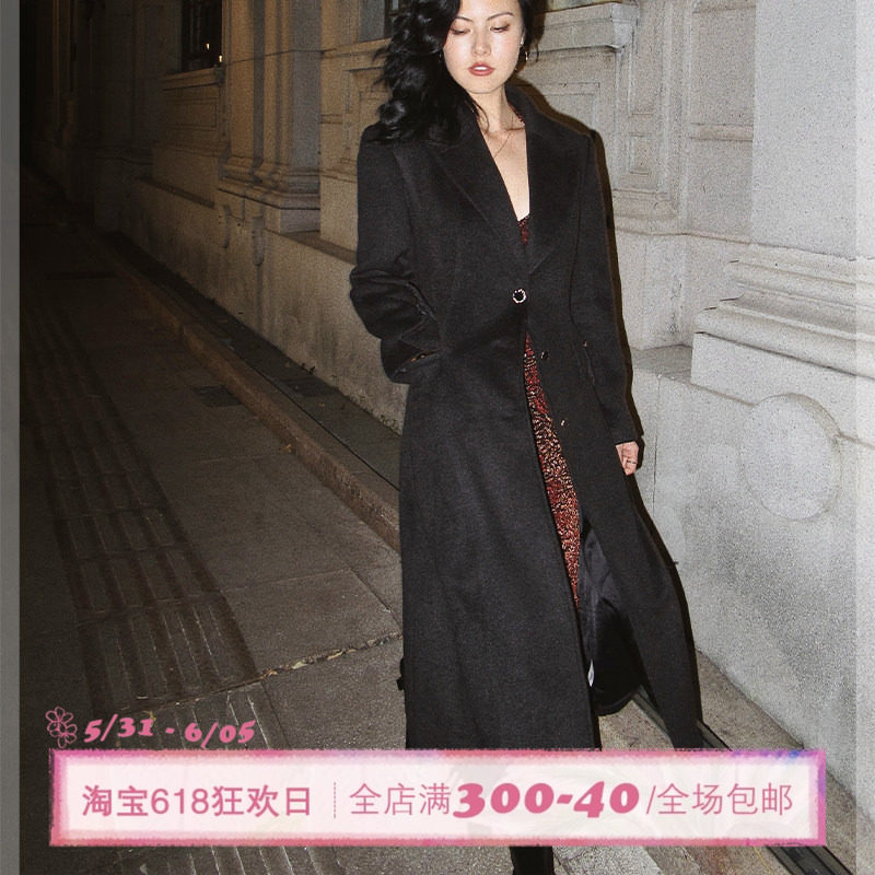 ITSNIKAR 赫本风毛呢大衣女秋冬宽松休闲高级感长款西装呢子外套
