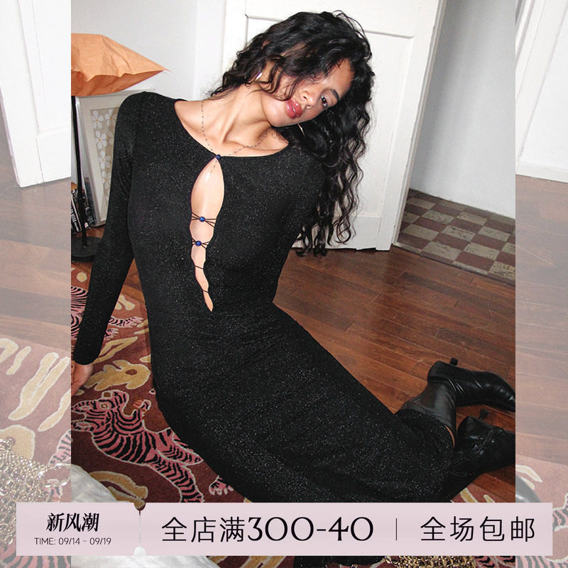 ITSNIKAR 法式黑色针织连衣裙春高级设计感紧身性感生日礼服裙子图片