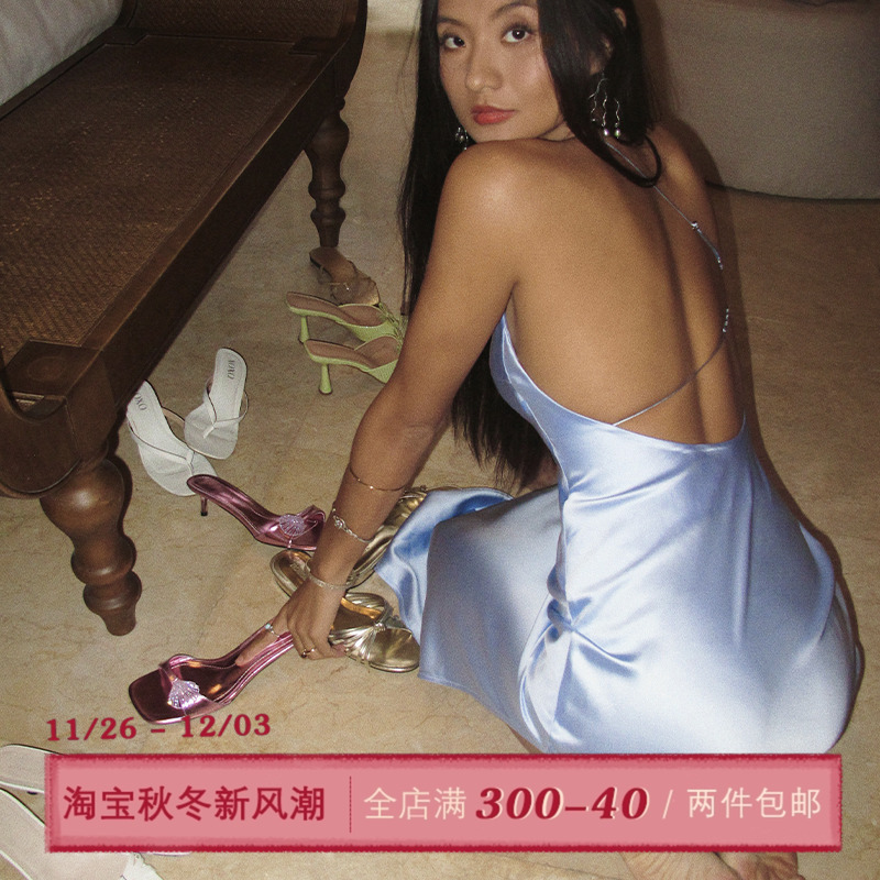 ITSNIKAR露背缎面连衣裙