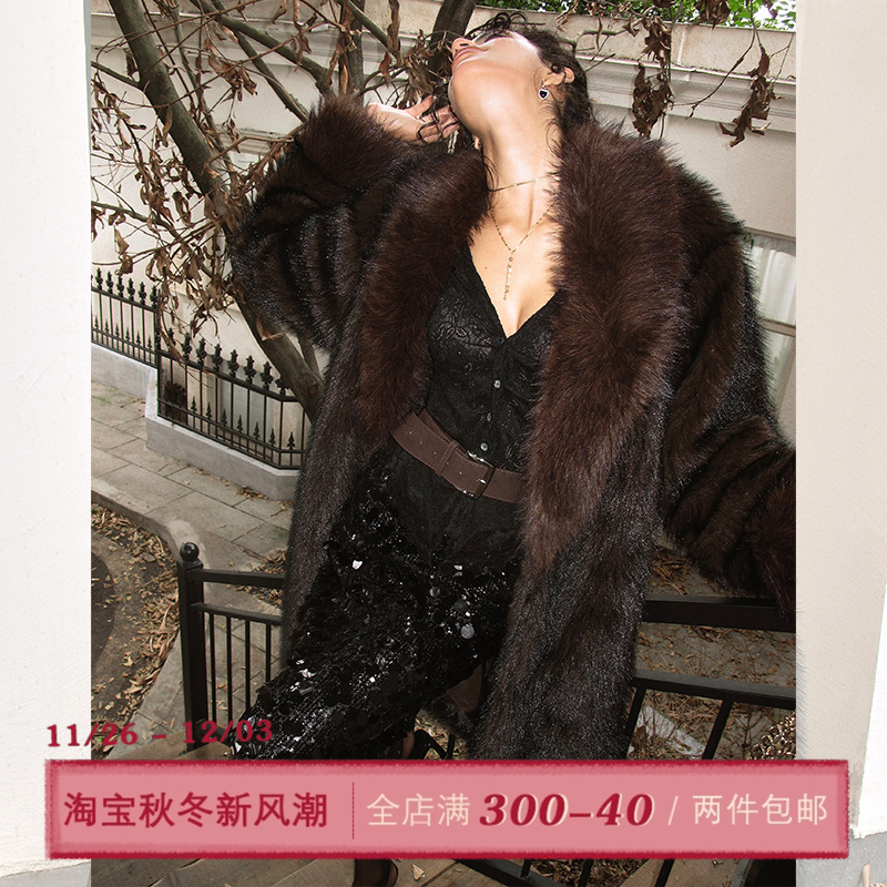 ITSNIKAR 法式中古翻领环保皮草女秋冬老钱风复古保暖毛毛短外套