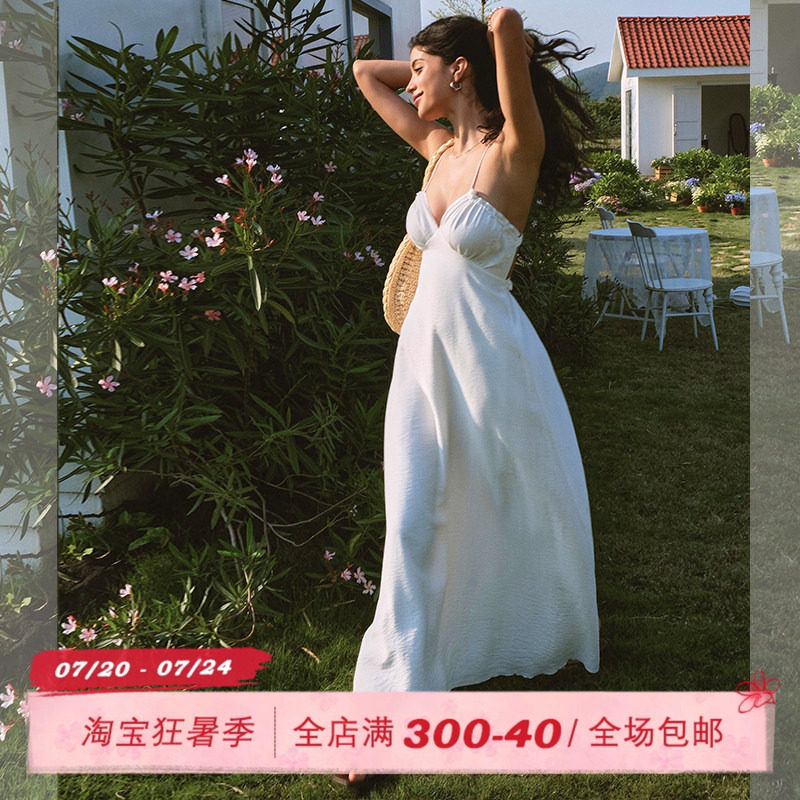 ITSNIKAR法式抽褶吊带连衣裙女夏度假风显瘦包臀裙性感优雅长裙子