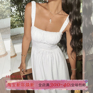 ITSNIKAR法式 复古白月光连衣裙女设计感气质吊带裙温柔风白色裙子