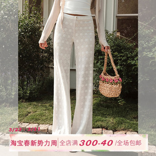 垂感长裤 ITSNIKAR 女春宽松显瘦直筒裤 复古蕾丝花边休闲裤 子 法式