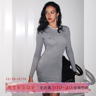 ITSNIKAR欧美风性感针织连衣裙女秋弹力修身 包臀裙纯欲显瘦短裙子