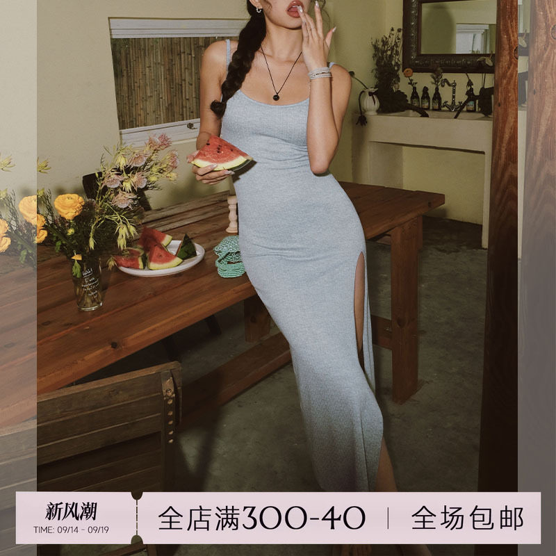 ITSNIKAR纯色吊带长裙侧开衩图片
