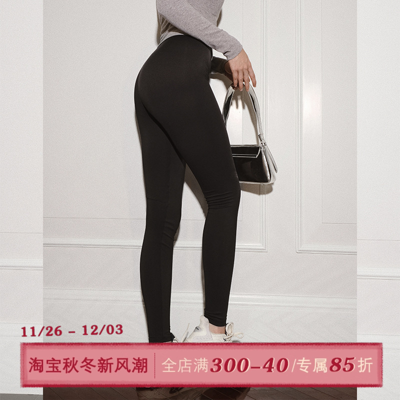 ITSNIKAR黑色加绒鲨鱼裤女