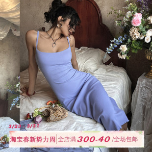 性感包臀裙显瘦长裙子 深U领针织吊带连衣裙女春修身 ITSNIKAR 经典