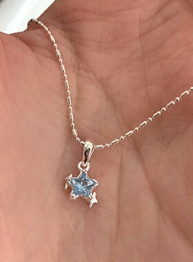 蓝色星星吊坠项链女甜美高级感ins气质百搭颈链时尚百搭锁骨链