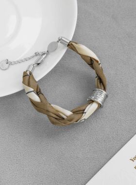 双层克拉手链七夕浪漫礼物简约时尚气质小众丝绸布编织手链