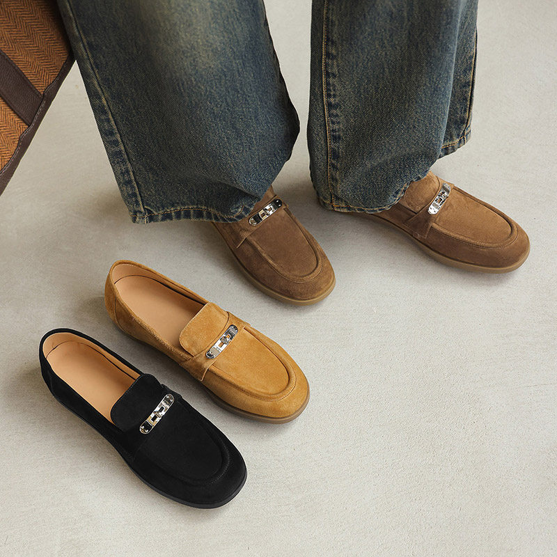 头层胎牛绒~里外全皮一脚蹬乐福鞋休闲单鞋平底鞋女鞋百搭舒适,女鞋,深口单鞋,淘宝优惠券,粉丝福利购,淘宝优惠卷