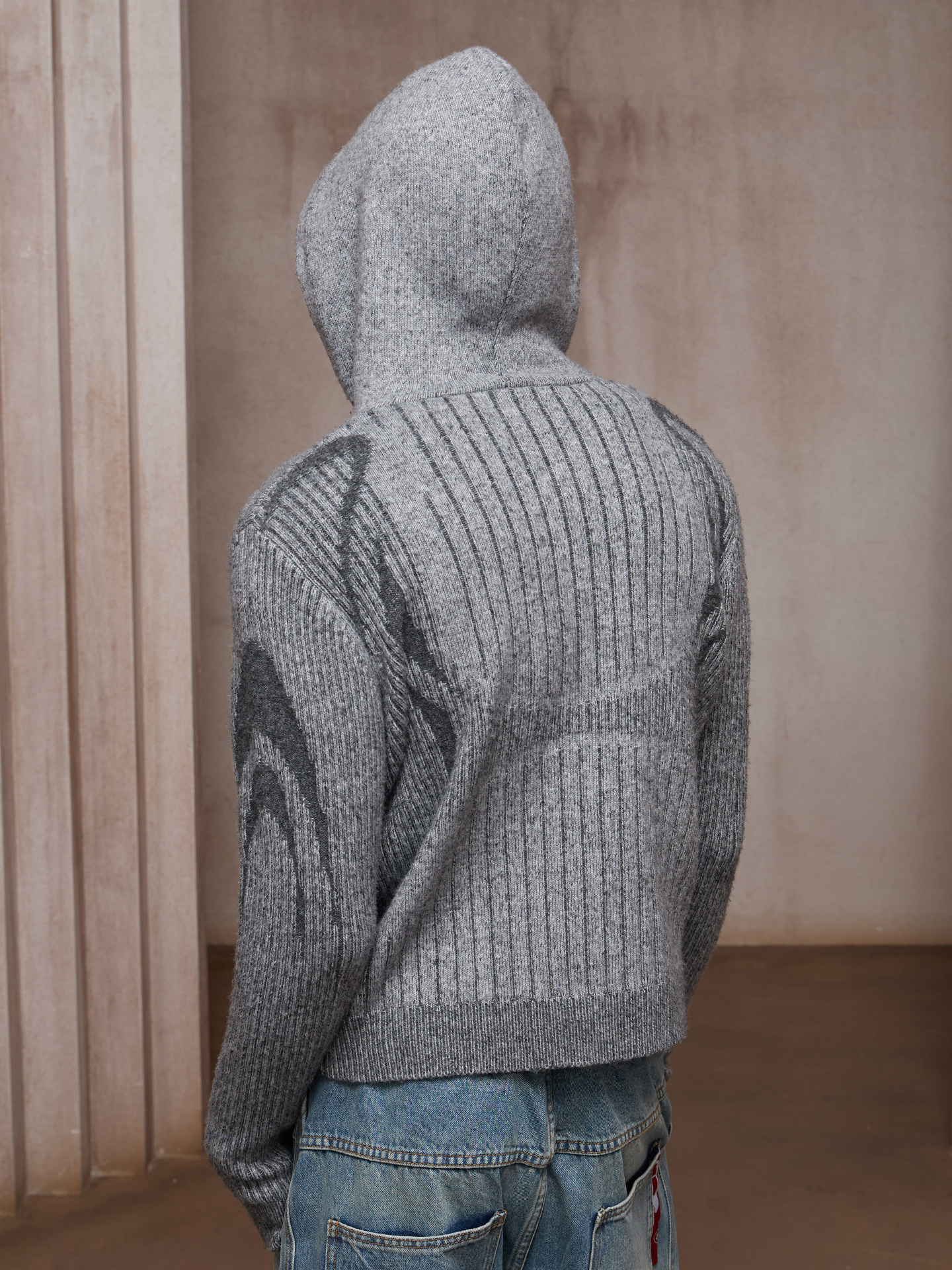 DND4DES] Color Block Wool Blend Zipper Cardigan - OLDLAUNDRY