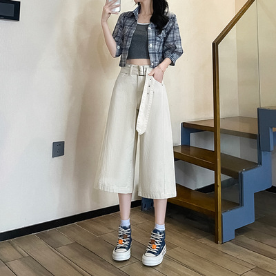 米白牛仔短裤女夏季薄款2025年新
