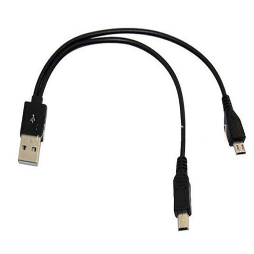 T型口MicroUSB一拖二充电线mini