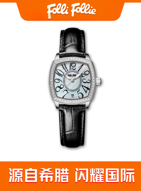 通勤百搭FolliFollie欧洲高端时尚女士腕表复古酒桶方形希腊手表