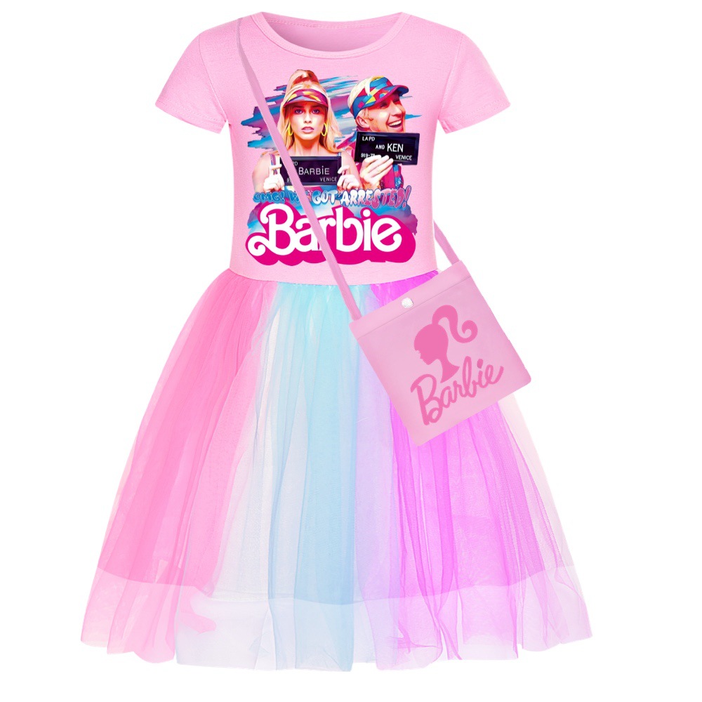 23Barbie芭比男朋友肯ken儿童女童裙子星星彩虹彩虹蕾丝裙摆裙子