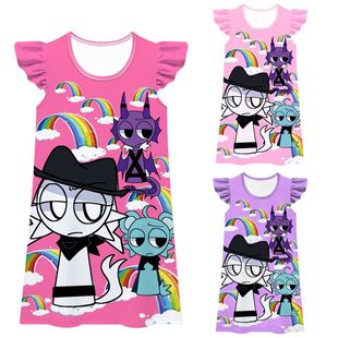 女童连衣裙 Plush人物飞飞袖 25Clukr新款 cosplay节奏盒子Sprunki