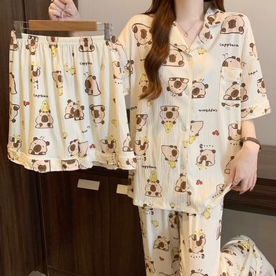 004袖可爱家居服薄款三件套