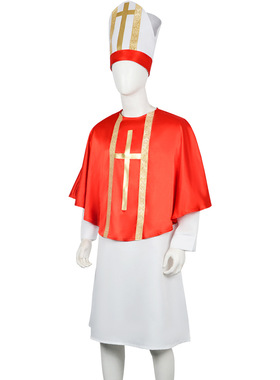25万圣节传教士cos服装牧师长袍红色披风套装中世纪舞台表演服c服