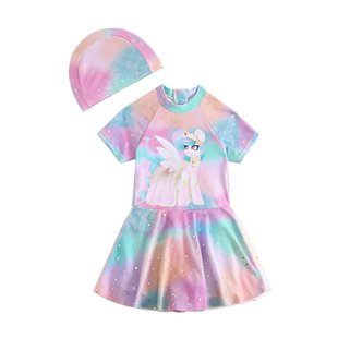 泳衣短袖 平角裤 Pony泳衣女孩连体裙式 小马宝莉公主女童 Little