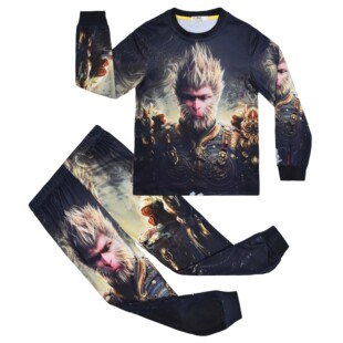 齐天大圣泼猴cosplay游戏黑神话悟空服装中大童圆领长袖+裤子套装