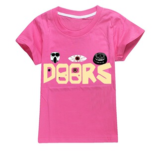 解密游戏roblox doors儿童夏天童装纯棉印花多色圆领大码短袖T恤
