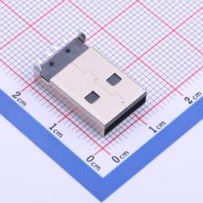 917-P81A202ES60203 USB连接器 Type-A 公头 卧贴 铁壳带柱LCP黑