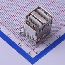 FUS208-FDBW3K USB连接器 Type-A 母座 弯插 双层8触点白色