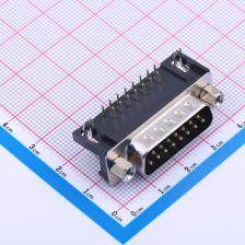 X0315WT7B3 连接器附件 双排15P公头黑胶,90度插板,叉锁铜螺丝